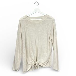 LOFT Cream Linen Blend Lightweight Top